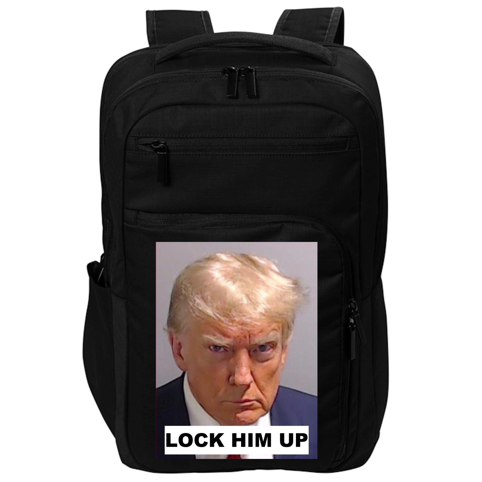 Lock Him Up Donald Trump Mugshot Jail Impact Tech Backpack