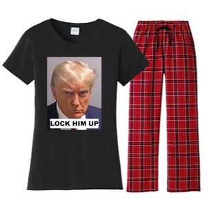 Lock Him Up Donald Trump Mugshot Jail Women's Flannel Pajama Set