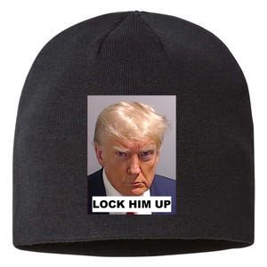 Lock Him Up Donald Trump Mugshot Jail Sustainable Beanie