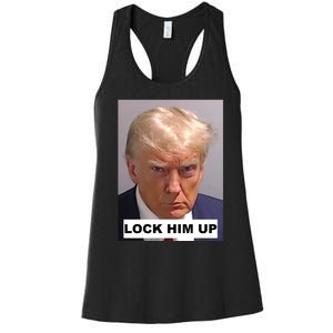 Lock Him Up Donald Trump Mugshot Jail Women's Racerback Tank