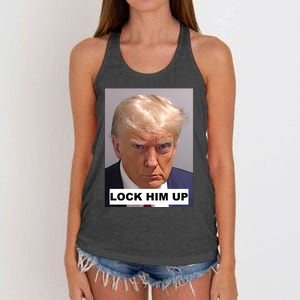 Lock Him Up Donald Trump Mugshot Jail Women's Knotted Racerback Tank