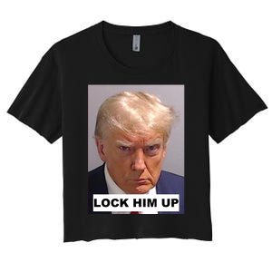 Lock Him Up Donald Trump Mugshot Jail Women's Crop Top Tee