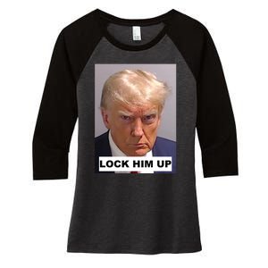 Lock Him Up Donald Trump Mugshot Jail Women's Tri-Blend 3/4-Sleeve Raglan Shirt