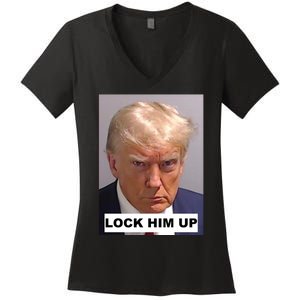 Lock Him Up Donald Trump Mugshot Jail Women's V-Neck T-Shirt