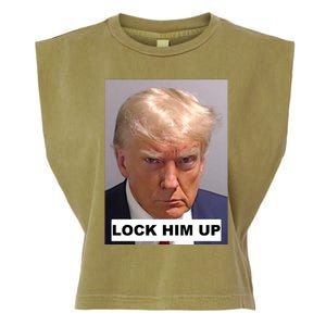 Lock Him Up Donald Trump Mugshot Jail Garment-Dyed Women's Muscle Tee