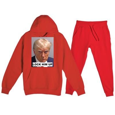 Lock Him Up Donald Trump Mugshot Jail Premium Hooded Sweatsuit Set