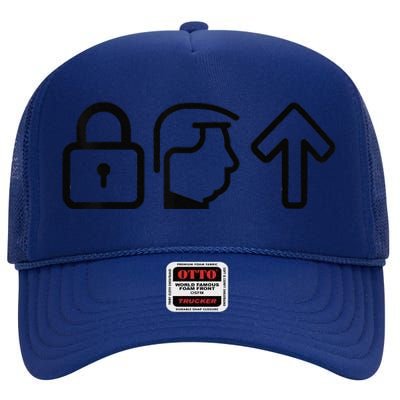 Lock Him Up Funny Trump Vote Harris 2024 High Crown Mesh Back Trucker Hat