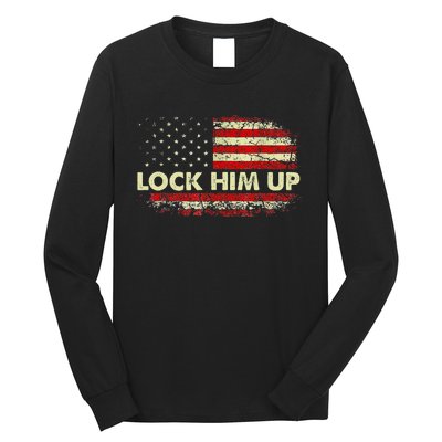 Lock Him Up American Flag Vintage Long Sleeve Shirt