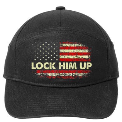 Lock Him Up American Flag Vintage 7-Panel Snapback Hat