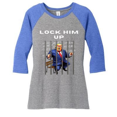 Lock Him Up Antitrump Djt Incarceration Women's Tri-Blend 3/4-Sleeve Raglan Shirt