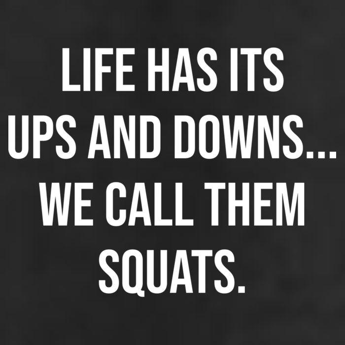 Life Has Ups And Downs Called Squats Funny Gym Motivational Gift 7 Panel Mesh Trucker Snapback Hat