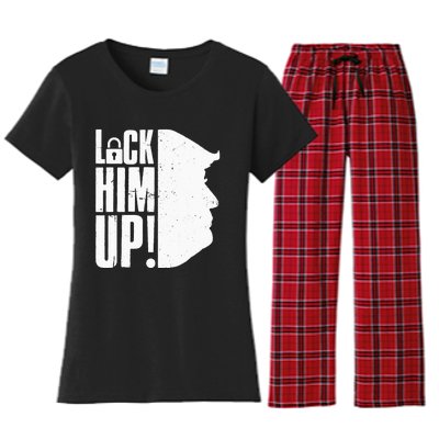 Lock Him Up Democrat Anti Trump Impeach 45 Resist Resign Women's Flannel Pajama Set