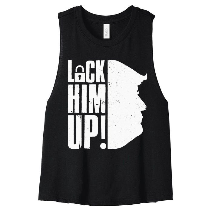 Lock Him Up Democrat Anti Trump Impeach 45 Resist Resign Women's Racerback Cropped Tank