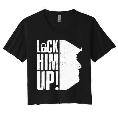 Lock Him Up Democrat Anti Trump Impeach 45 Resist Resign Women's Crop Top Tee