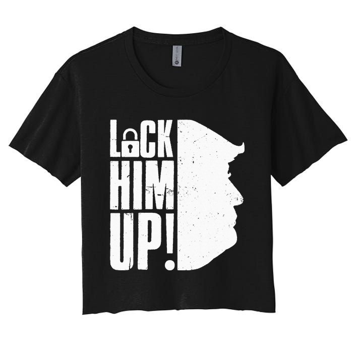 Lock Him Up Democrat Anti Trump Impeach 45 Resist Resign Women's Crop Top Tee