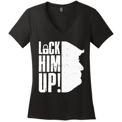 Lock Him Up Democrat Anti Trump Impeach 45 Resist Resign Women's V-Neck T-Shirt