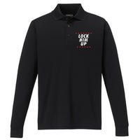 Lock Him Up Anti Trump Performance Long Sleeve Polo