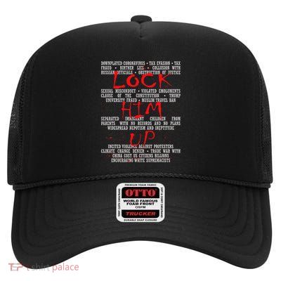 Lock Him Up Anti Trump High Crown Mesh Back Trucker Hat