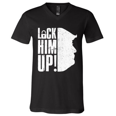 Lock Him Up Democrat Anti Trump Impeach 45 Resist Resign V-Neck T-Shirt