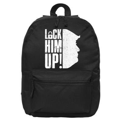 Lock Him Up Democrat Anti Trump Impeach 45 Resist Resign 16 in Basic Backpack