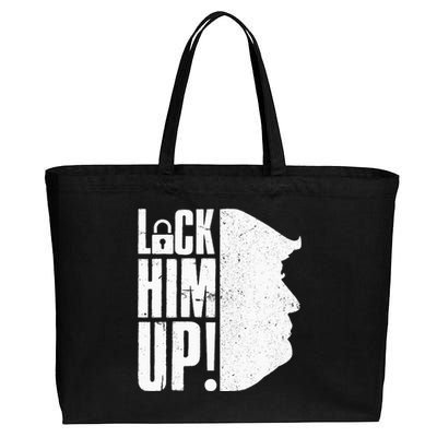 Lock Him Up Democrat Anti Trump Impeach 45 Resist Resign Cotton Canvas Jumbo Tote