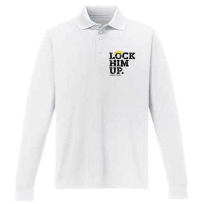 Lock Him Up! Anti Trump Resistance Movement! Performance Long Sleeve Polo