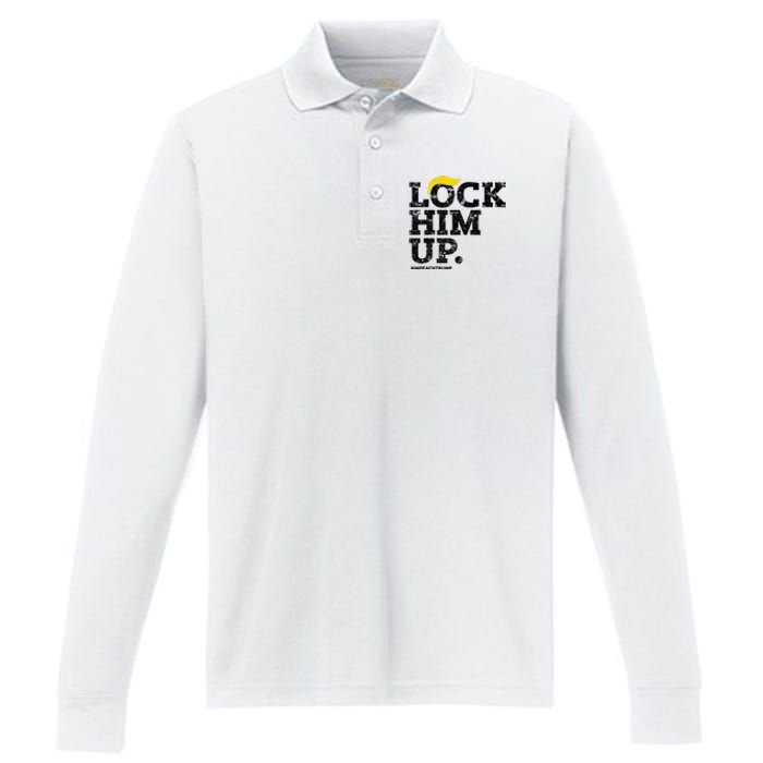 Lock Him Up! Anti Trump Resistance Movement! Performance Long Sleeve Polo