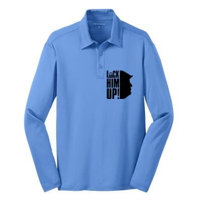 Lock Him Up Democrat Anti Trump Impeach 45 Resist Resign Silk Touch Performance Long Sleeve Polo