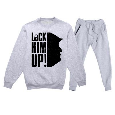 Lock Him Up Democrat Anti Trump Impeach 45 Resist Resign Premium Crewneck Sweatsuit Set