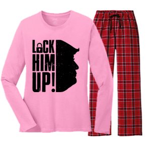 Lock Him Up Democrat Anti Trump Impeach 45 Resist Resign Women's Long Sleeve Flannel Pajama Set 