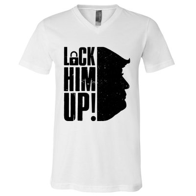 Lock Him Up Democrat Anti Trump Impeach 45 Resist Resign V-Neck T-Shirt