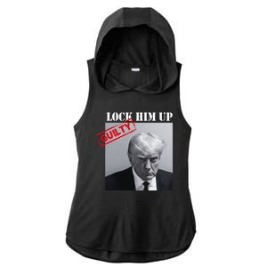 Lock Him Up Donald Trump Guilty Mugshot Ladies PosiCharge Tri-Blend Wicking Draft Hoodie Tank