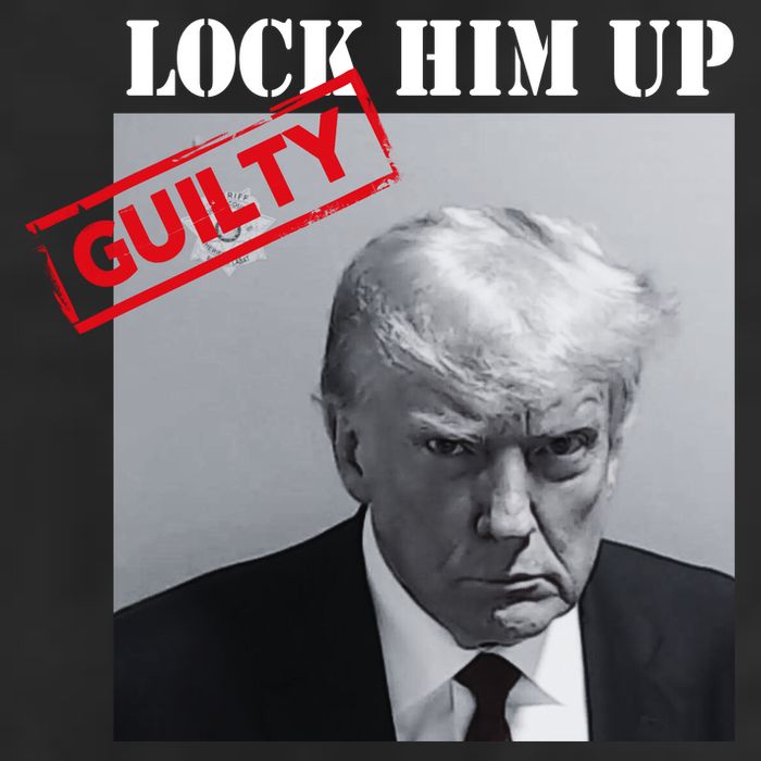 Lock Him Up Donald Trump Guilty Mugshot 7 Panel Mesh Trucker Snapback Hat