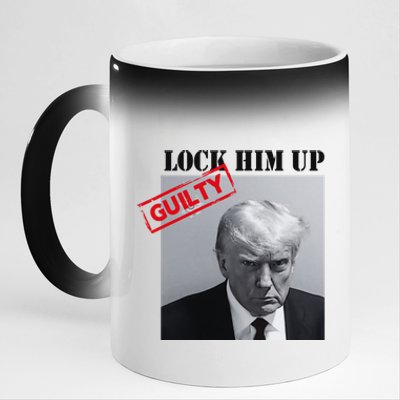 Lock Him Up Donald Trump Guilty Mugshot 11oz Black Color Changing Mug