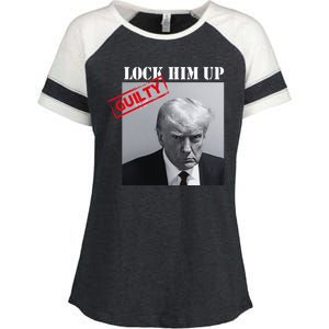 Lock Him Up Donald Trump Guilty Mugshot Enza Ladies Jersey Colorblock Tee