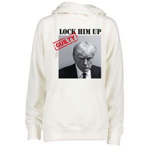 Lock Him Up Donald Trump Guilty Mugshot Womens Funnel Neck Pullover Hood