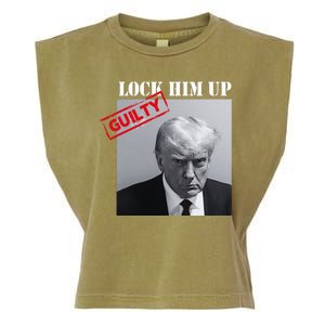 Lock Him Up Donald Trump Guilty Mugshot Garment-Dyed Women's Muscle Tee