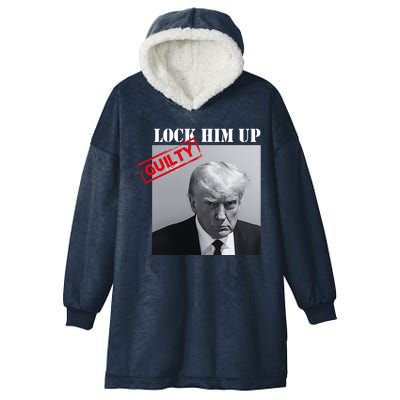 Lock Him Up Donald Trump Guilty Mugshot Hooded Wearable Blanket