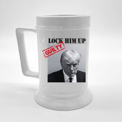 Lock Him Up Donald Trump Guilty Mugshot Beer Stein