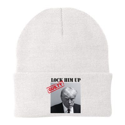 Lock Him Up Donald Trump Guilty Mugshot Knit Cap Winter Beanie