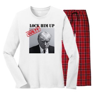 Lock Him Up Donald Trump Guilty Mugshot Women's Long Sleeve Flannel Pajama Set 