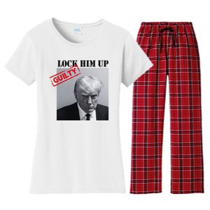 Lock Him Up Donald Trump Guilty Mugshot Women's Flannel Pajama Set