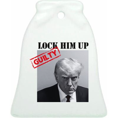 Lock Him Up Donald Trump Guilty Mugshot Ceramic Bell Ornament