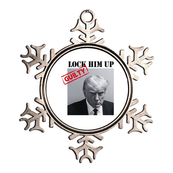 Lock Him Up Donald Trump Guilty Mugshot Metallic Star Ornament