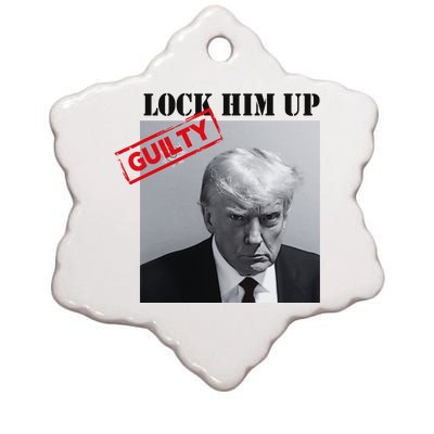 Lock Him Up Donald Trump Guilty Mugshot Ceramic Star Ornament