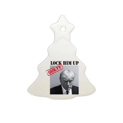 Lock Him Up Donald Trump Guilty Mugshot Ceramic Tree Ornament