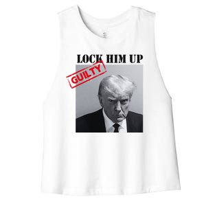 Lock Him Up Donald Trump Guilty Mugshot Women's Racerback Cropped Tank