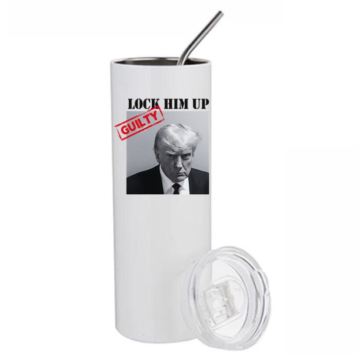 Lock Him Up Donald Trump Guilty Mugshot Stainless Steel Tumbler