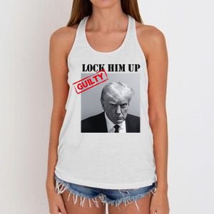 Lock Him Up Donald Trump Guilty Mugshot Women's Knotted Racerback Tank