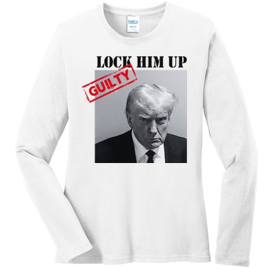 Lock Him Up Donald Trump Guilty Mugshot Ladies Long Sleeve Shirt